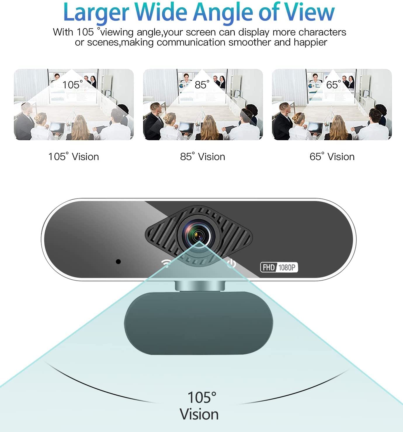 OITTIRA Webcam, 1080P Pro HD Webcam with Stereo Microphone, 110° Wide Angle, Privacy Cover, Tripod, for Conferencing, Live Streaming, Recording, Compatible with Skype/Zoom/YouTube【Upgraded Version】