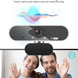 OITTIRA Webcam, 1080P Pro HD Webcam with Stereo Microphone, 110° Wide Angle, Privacy Cover, Tripod, for Conferencing, Live Streaming, Recording, Compatible with Skype/Zoom/YouTube【Upgraded Version】