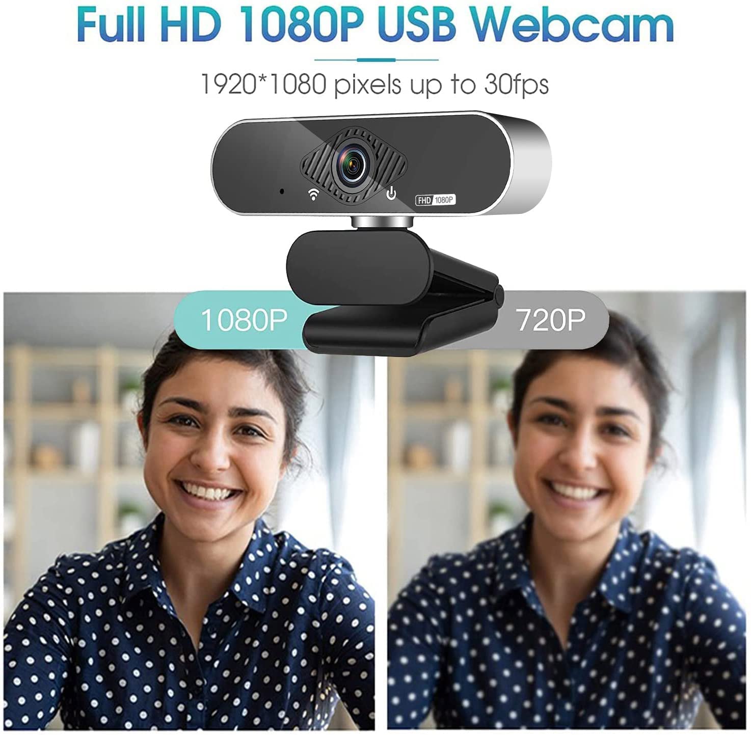 OITTIRA Webcam, 1080P Pro HD Webcam with Stereo Microphone, 110° Wide Angle, Privacy Cover, Tripod, for Conferencing, Live Streaming, Recording, Compatible with Skype/Zoom/YouTube【Upgraded Version】