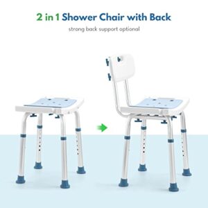 Auitoa 2 in 1 Shower Chair, with Handles and Shower Head Holder, Tool-Free Assembly 350lb Bathtub Chair for Shower with Back Support, Shower Stool for Inside Shower for Elderly, Handicap, Pregnant