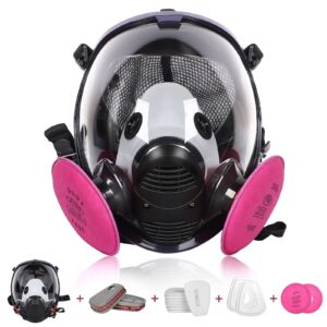 xinbtk reusable respirator facepiece cover with filters set - adjustable strap for gas, paint spraying, chemistry, machine polishing, welding, woodworking and other work protection