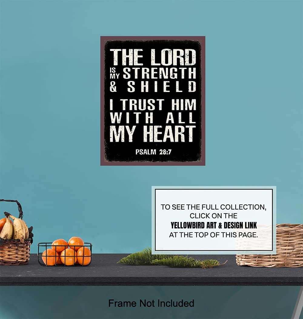 Religious Christian Gifts for Men - Catholic Decor Wall Art - Man Cave, Home Office, Boys Bedroom - Holy Scripture Bible Verses - Inspirational Positive Spiritual Quotes - Motivational God Sayings