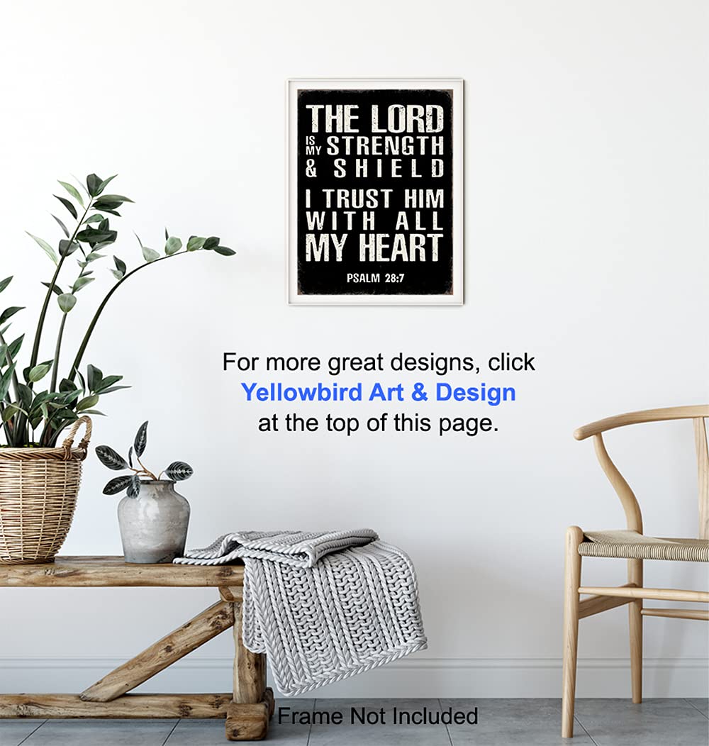 Religious Christian Gifts for Men - Catholic Decor Wall Art - Man Cave, Home Office, Boys Bedroom - Holy Scripture Bible Verses - Inspirational Positive Spiritual Quotes - Motivational God Sayings