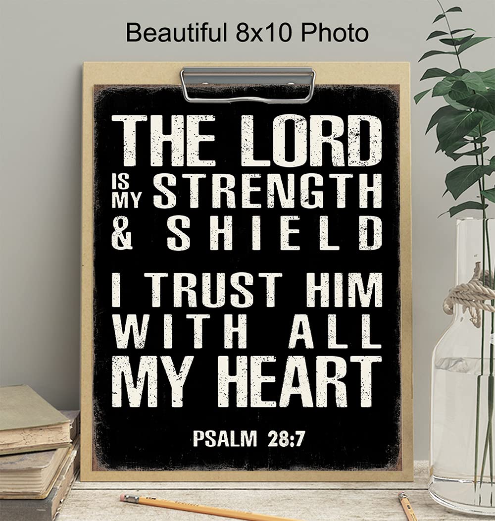 Religious Christian Gifts for Men - Catholic Decor Wall Art - Man Cave, Home Office, Boys Bedroom - Holy Scripture Bible Verses - Inspirational Positive Spiritual Quotes - Motivational God Sayings