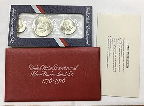 1976 S 3 coin U.S. Bicentennial Silver Mint set Uncirculated