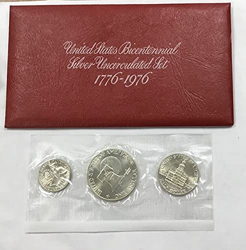 1976 S 3 coin U.S. Bicentennial Silver Mint set Uncirculated