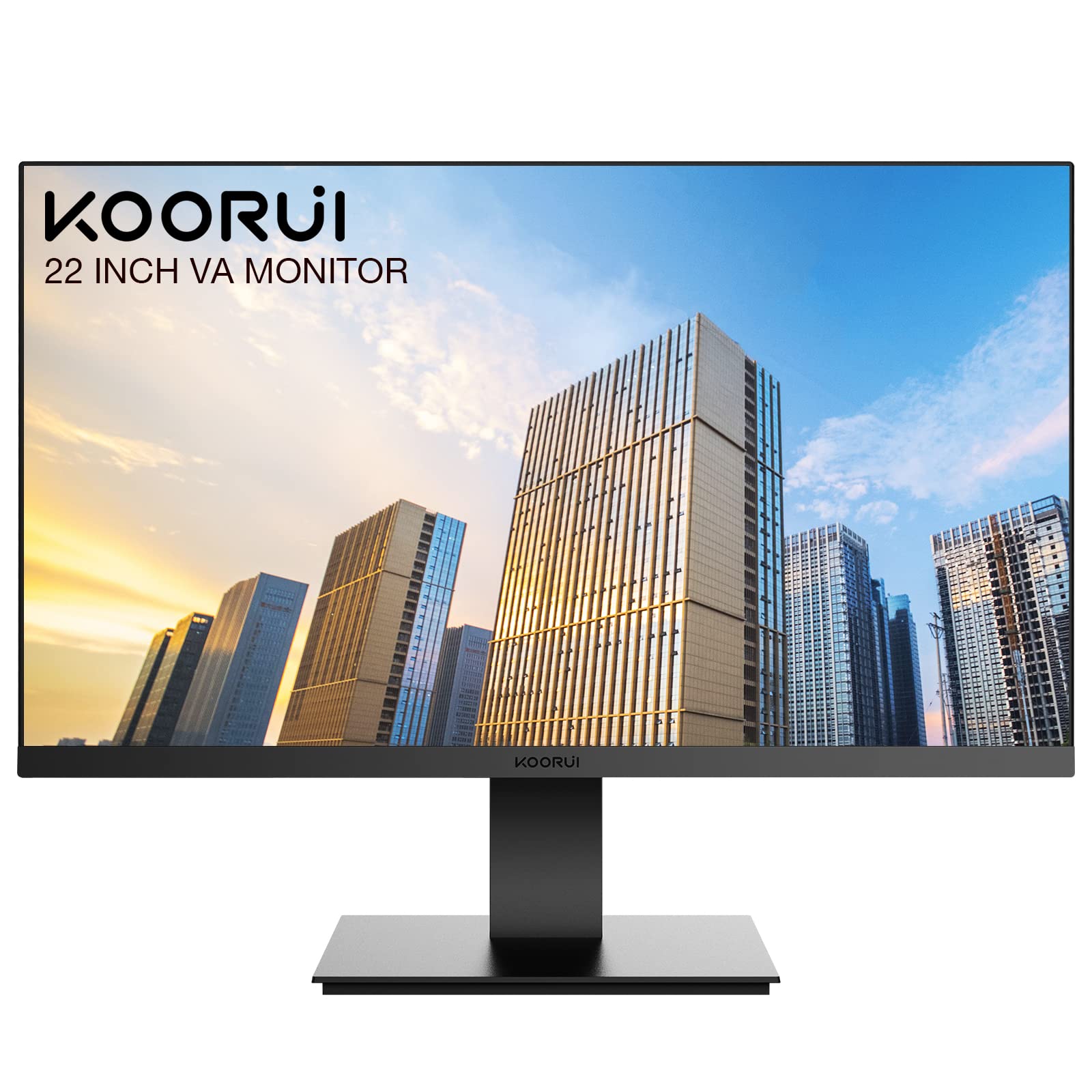 KOORUI 22 Inch Computer Monitor, FHD 1080P Desktop Display, 75HZ Ultra Thin Bezel/Eye Care/Ergonomic Tilt, HDMI VGA Ports LED Monitor for PC, VESA Mounting