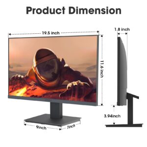 KOORUI 22 Inch Computer Monitor, FHD 1080P Desktop Display, 75HZ Ultra Thin Bezel/Eye Care/Ergonomic Tilt, HDMI VGA Ports LED Monitor for PC, VESA Mounting