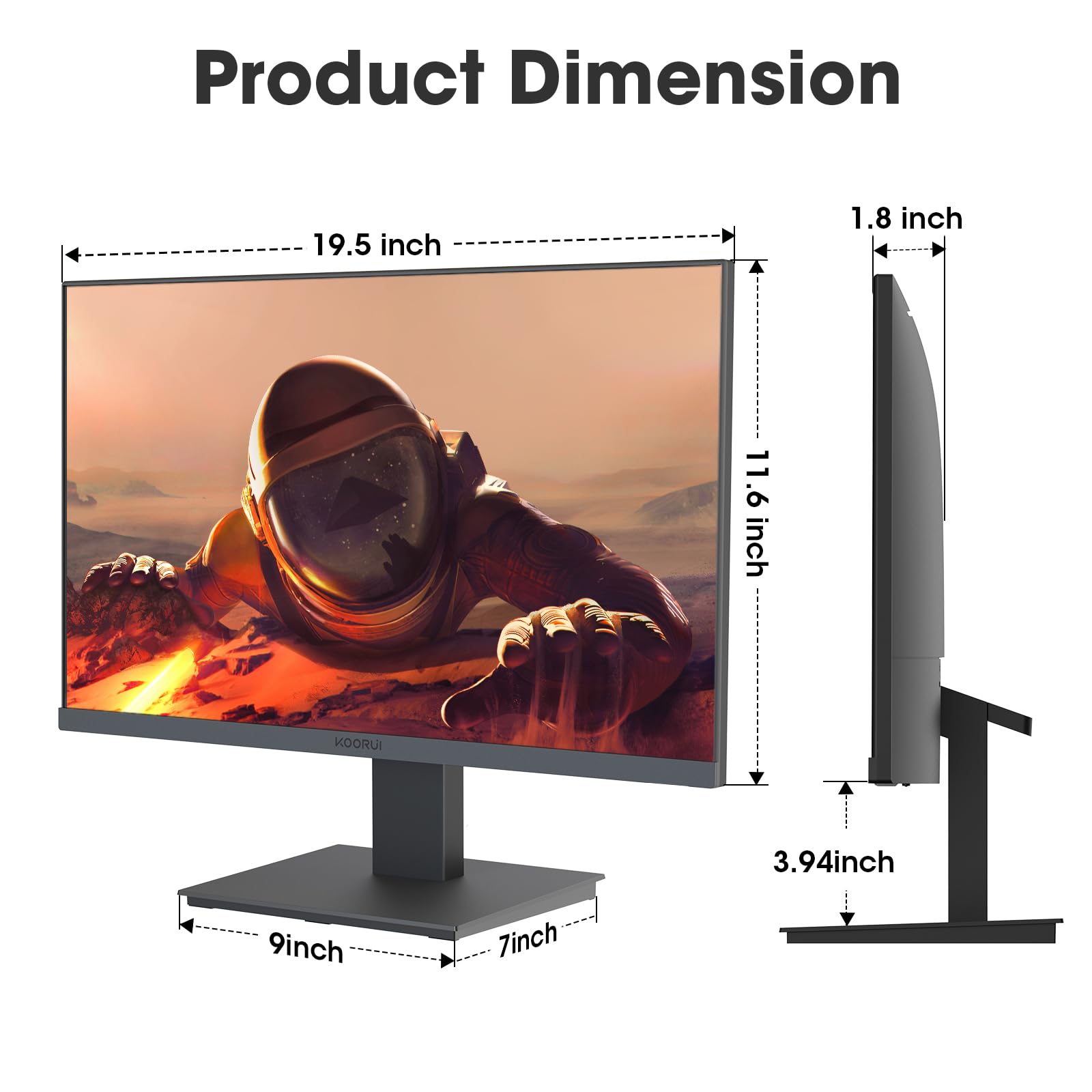 KOORUI 22 Inch Computer Monitor, FHD 1080P Desktop Display, 75HZ Ultra Thin Bezel/Eye Care/Ergonomic Tilt, HDMI VGA Ports LED Monitor for PC, VESA Mounting