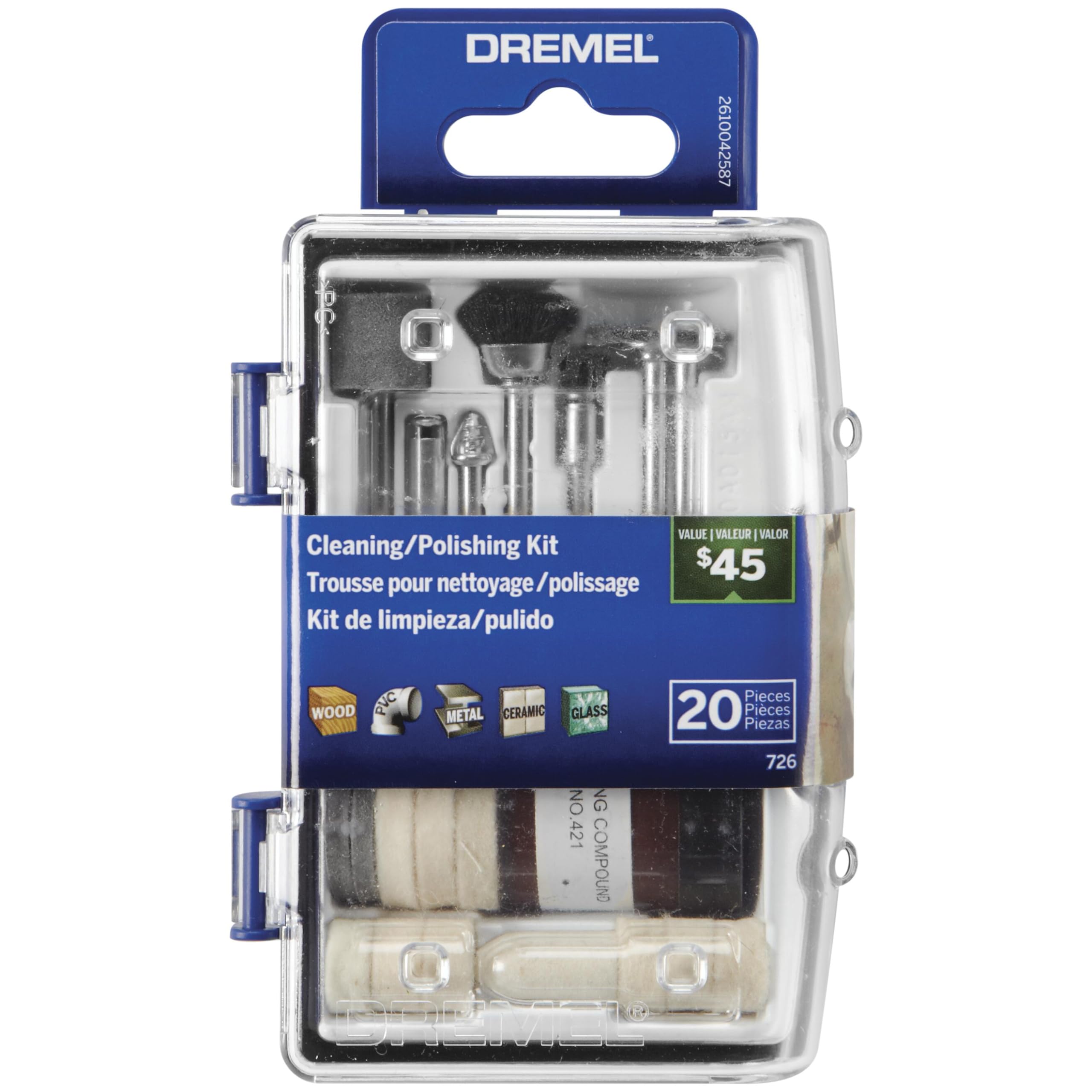 Dremel EZ726-01 EZ Lock Sanding & Polishing Rotary Accessories Kit, 8-Piece Assorted Set - Ideal for for Light Sanding, Detail Cleaning, or Polishing Materials