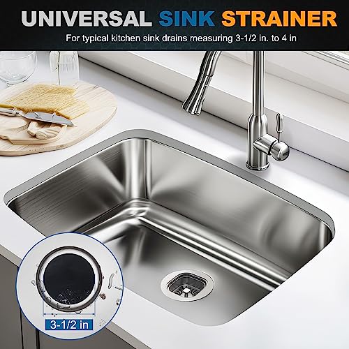 BOTEMY Pop Up Bathroom Sink Stopper Kitchen Sink Drain Strainer Assembly Kit with Stainless Steel Strainer Basket/Drain Stopper for 1.34-1.57 Inch American Standard Kitchen Sink Drains