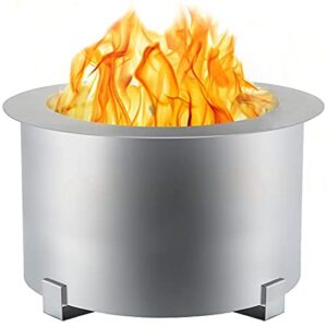 vevor smokeless fire pit, 21.5 inch outer diameter / 15.6 inner diameter stove bonfire, stainless steel smokeless fire bowl, portable wood burning fire pit for picnic camping parties