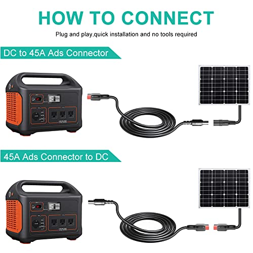 HKY Extension Cord DC 8mm to 45A Connector Cable for Solar Panels Goal Zero Yeti Anderson Powerpole to MAXOAK SUAOKI Portable Power Station Freely Assembleable to GZ Port 10ft 3M 16AWG Wire