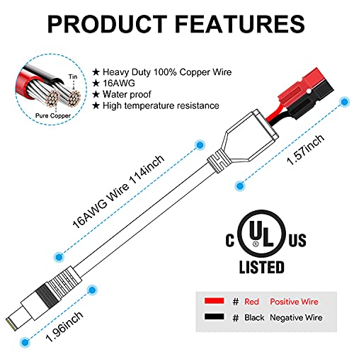 HKY Extension Cord DC 8mm to 45A Connector Cable for Solar Panels Goal Zero Yeti Anderson Powerpole to MAXOAK SUAOKI Portable Power Station Freely Assembleable to GZ Port 10ft 3M 16AWG Wire