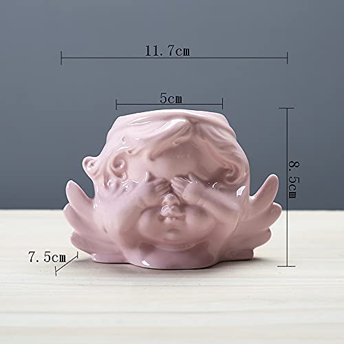 3 Pack Cute Angel Succulent Planter Pots Decorative Flower Pots Mini Ceramic Plants Containers Garden Pots Plant Pots for Home Office Desk Decor