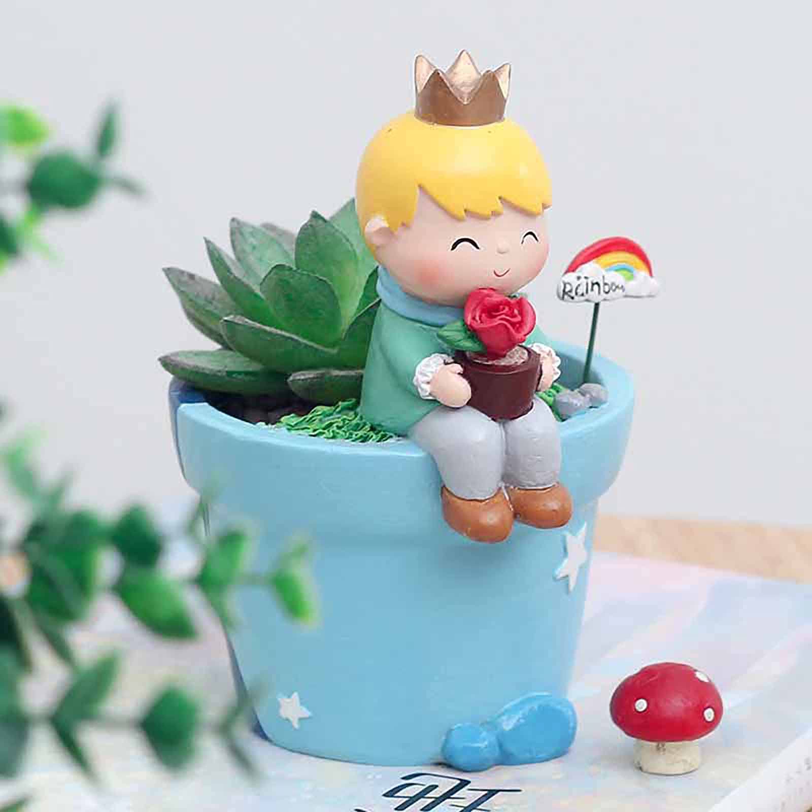 Nautance Cheap Cute Little Boy Succulent Planter Pots Resin Little Prince Flowerpot Bonsai Crafts Home Garden Yard Decor Birthday Gifts-A1