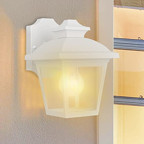 FUDESY Outdoor Wall Lantern, Exterior Waterproof Porch Light, Plastic Material Wall Sconce Light Fixture for Front Door, Garage, Patio, White, FDS746E26W (Bulb Included)