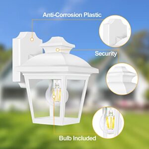 FUDESY Outdoor Wall Lantern, Exterior Waterproof Porch Light, Plastic Material Wall Sconce Light Fixture for Front Door, Garage, Patio, White, FDS746E26W (Bulb Included)