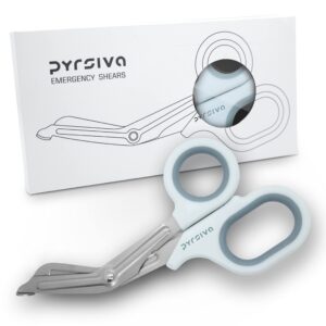 professional-grade emergency trauma shears by pyrsiva medical | durable titanized blades, rubberized grips | for nurses, emts, paramedics, physicians and vets