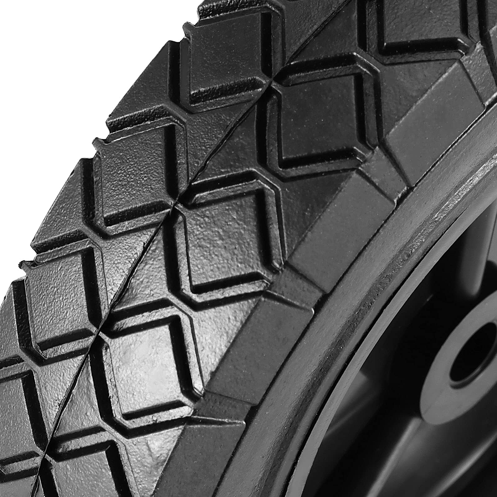 KOHAND 4 Pack 8 Inch Rubber Replacement Tire, Semi-Pneumatic Tire Plastic Wheel with 1/2-Inch Bore Offset Axle for Hand Trucks, Lawnmowers, Utility Carts, Black