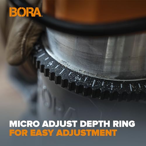 BORA Tools PM-6210 Fixed Router Base for Bora Router Motor PM-6200 Ergonomic Handles, Solid Cast Aluminum with Micro Adjustable Ring and Base Plates, Fits Standard 4.2in Diameter Router motors