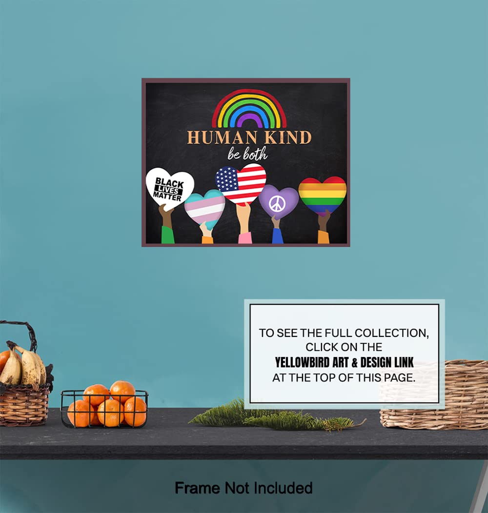 Hate Has No Home Here Flag Sign - African American Wall Art Home Decor - Black Lives Matter, LGBTQ Civil Rights Poster Home Room Decor - Gift for Queer, Gay, Bi, Lesbian, Latino, Liberal Democrats