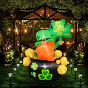 Bunny Chorus 5.3 Ft Inflatable Leprechaun with LED Lights St Patrick's Day Inflatables Outdoor Decorations Irish Themed Inflatable Gnome for Home Indoor Outdoor Yard Lawn Garden