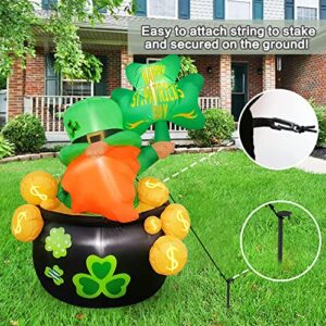 Bunny Chorus 5.3 Ft Inflatable Leprechaun with LED Lights St Patrick's Day Inflatables Outdoor Decorations Irish Themed Inflatable Gnome for Home Indoor Outdoor Yard Lawn Garden