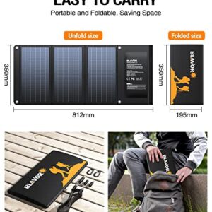 [Upgraded] BLAVOR 30W Solar Charger USB-A QC3.0 24W USB-C DC 30W Outputs, Foldable Solar Panel for Camping, IPX4 Waterproof, Solar Battery Charger Compatible with Solar Generators, Phones, Tablets