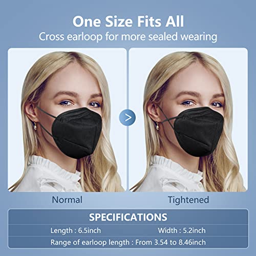 HALIDODO 100 Packs Individually Wrapped KN95 Face Mask 5-Ply Breathable & Comfortable Filter Safety Mask with Elastic Ear loop and Nose Bridge Clip, Protective Face Cover Mask, Multi Color