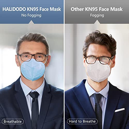 HALIDODO 100 Packs Individually Wrapped KN95 Face Mask 5-Ply Breathable & Comfortable Filter Safety Mask with Elastic Ear loop and Nose Bridge Clip, Protective Face Cover Mask, Multi Color