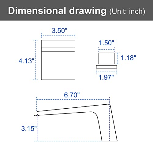 SHAMANDA Waterfall Bathroom Faucet 3 Hole, 2 Square Handle Widespread Rv Lavatory Sink Faucet with cUPC Water Supply Lines, Solid Brass, Matte Black, LB401-7
