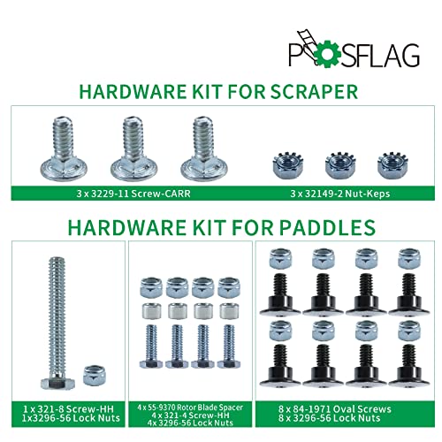 POSFLAG 99-9313 Snow Blower Paddles with 55-8760 Scraper Blade 55-9300 Drive Belt and Hardware Kit for Toro CCR2000, CCR2400, CCR2400R, CCR2400E, CCR2500, CCR2500R, CCR3000R, CCR3000E Snowthrowers