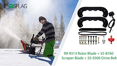 POSFLAG 99-9313 Snow Blower Paddles with 55-8760 Scraper Blade 55-9300 Drive Belt and Hardware Kit for Toro CCR2000, CCR2400, CCR2400R, CCR2400E, CCR2500, CCR2500R, CCR3000R, CCR3000E Snowthrowers