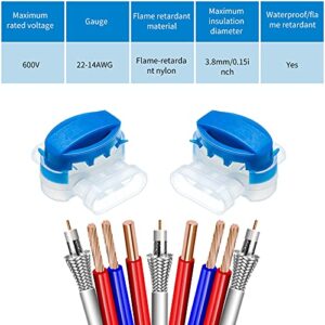 3 Way Wire Connectors Locks Wire Connectors Electrical IDC 314-box Wire Connectors Self-Stripping Pigtail Connectors for 22-14 AWG Cables Robotic Lawn Mowers Irrigation Applications(60 Pieces)