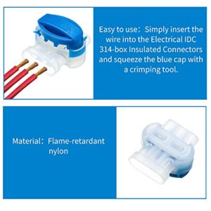 3 Way Wire Connectors Locks Wire Connectors Electrical IDC 314-box Wire Connectors Self-Stripping Pigtail Connectors for 22-14 AWG Cables Robotic Lawn Mowers Irrigation Applications(60 Pieces)