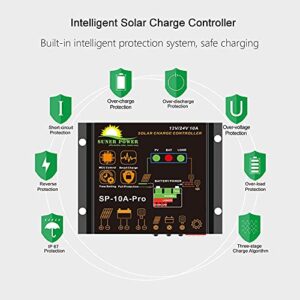 Waterproof 10A Solar Charge Controller - Intelligent12V/24V Solar Panel Battery Regulator