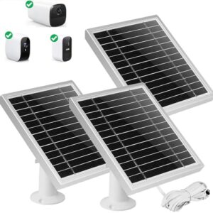 uyodm solar panel compatible with eufycam 2c/2c pro/2/2 pro/e20/e40/e micro usb, built-in 2200mah battery ip66 weatherproof &11.5ft power cable, aluminum alloy adjustable wall mount 3pack
