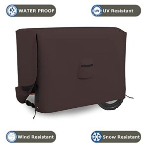 Covers & all Outdoor Generator Covers 18 Oz Waterproof - 100% UV & Weather Resistant PVC Coated Generator Cover with Air Pockets and Drawstring for Sungfit (38" X 28" X 30", Coffee)