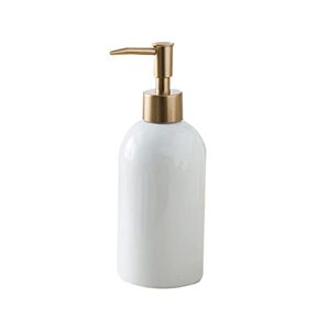 gold refillable dish soap dispenser for kitchen sink,hand soap dispenser bottle for bathroom countertop sink, white simple modern lotion pump bottle (420ml) for laundry dishwashing soap cream liquid