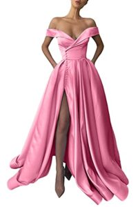 mermaid prom dresses with pockets for junior satin pleated formal evening gown us18w hot pink