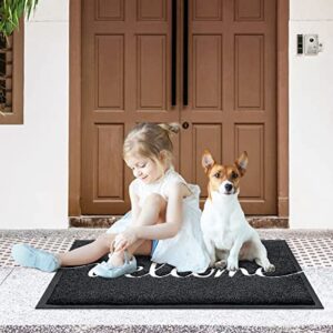 CozyBounty Black Door Mat Durable Welcome Mats Outdoor Indoor Non-Slip Doormat for Entryway Low-Profile Floor Mat for Yard, Garage, High Traffic Areas (30"x17.5", Black)