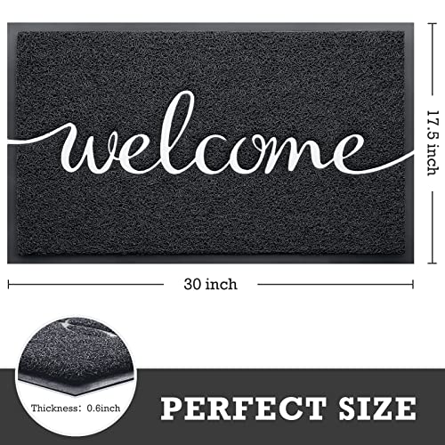 CozyBounty Black Door Mat Durable Welcome Mats Outdoor Indoor Non-Slip Doormat for Entryway Low-Profile Floor Mat for Yard, Garage, High Traffic Areas (30"x17.5", Black)