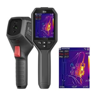 hikmicro b10 thermal camera 256 x 192 ir resolution with 2mp visual camera, thermal imaging camera for home inspection, 25 hz refresh rate, thermal scanner with 3.2" lcd screen, ip54, -4°f~1022°f