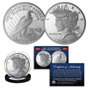 100th anniversary of the first peace silver dollar 1 oz 39mm tribute coin medallion double dated with certificate