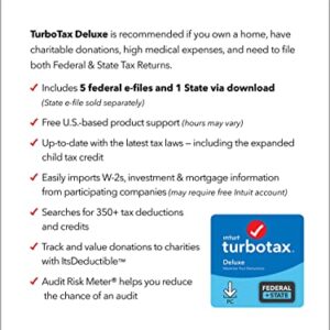 [Old Version] Intuit TurboTax Deluxe 2021, Federal and State Tax Return [PC Download]