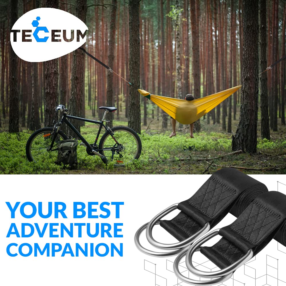 [New 2024] TECEUM Tree Swing Straps Hanging Kit (Set of 2) – 10 ft – Heavy-Duty Camping Hammock Straps (2,000 lbs) – with Safety Lock Carabiners & Carry Bag – for All Swing Types – Outdoors Strap