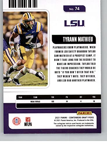 2021 Panini Contenders Draft Season Ticket #74 Tyrann Mathieu LSU Tigers Football Trading Card