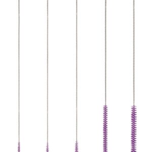 Professional Tube Cleaning Brush Set,Purple, Small 5 Pc. Kit, Long Deep Cleaning Brushes with Flexible Handles for Bottles, Straws, Pipes, Glass, Guns, and Detailing, Heavy Duty 9.8” Length