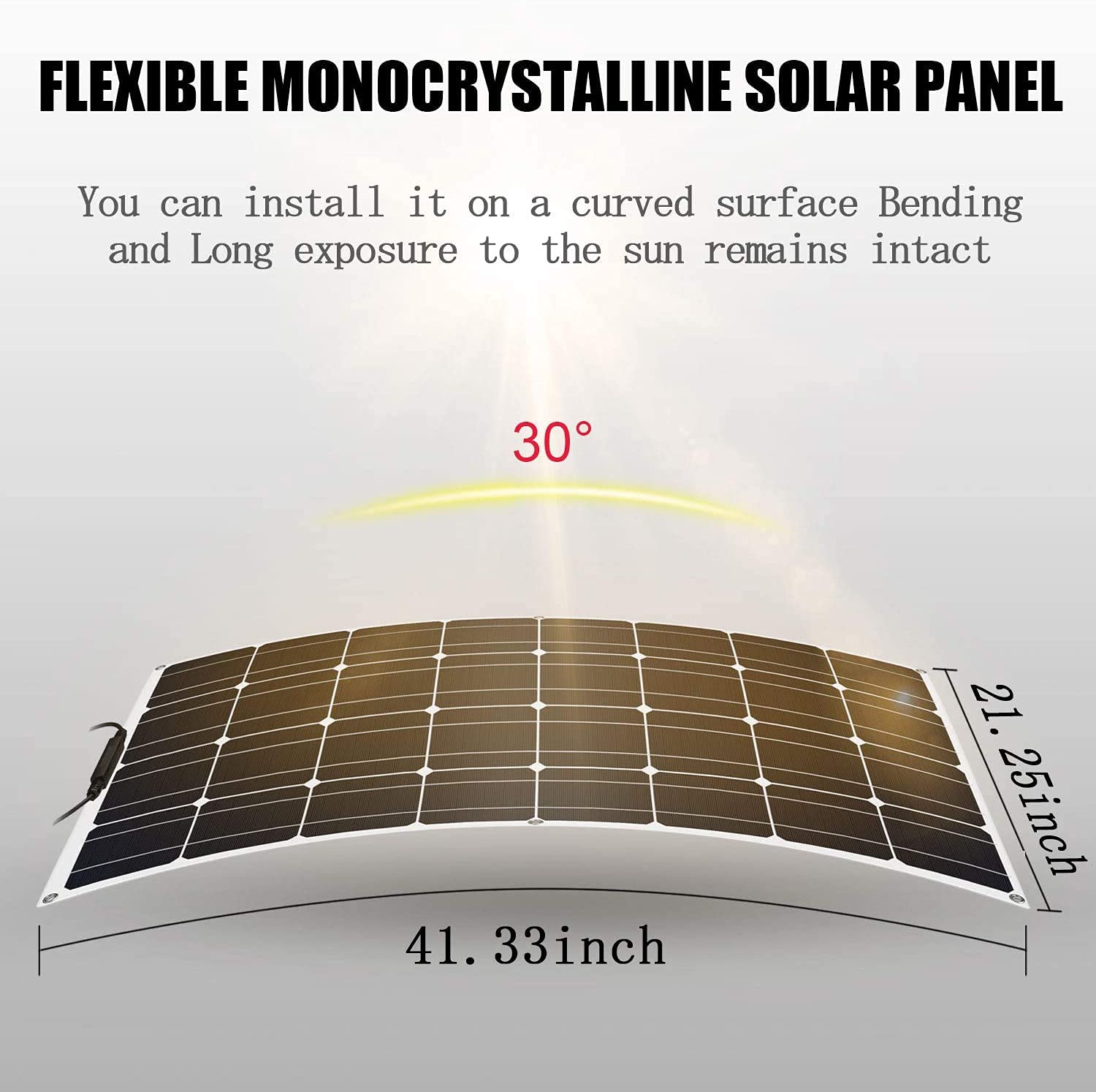 100 Watt Flexible Solar Panel Kit, wegoodsun 18 Volt Monocrystalline Semi-Flexible Bendable Mono Off-Grid Charger for RV, Yachts, Car, Trailers